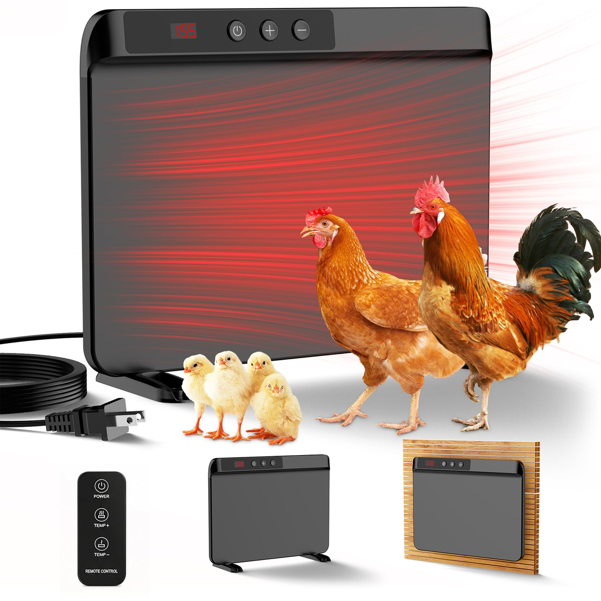 Photo 1 of TIMEBAL 2026 Chicken Coop Heater, 200W UL Certified Radiant Panel, Black