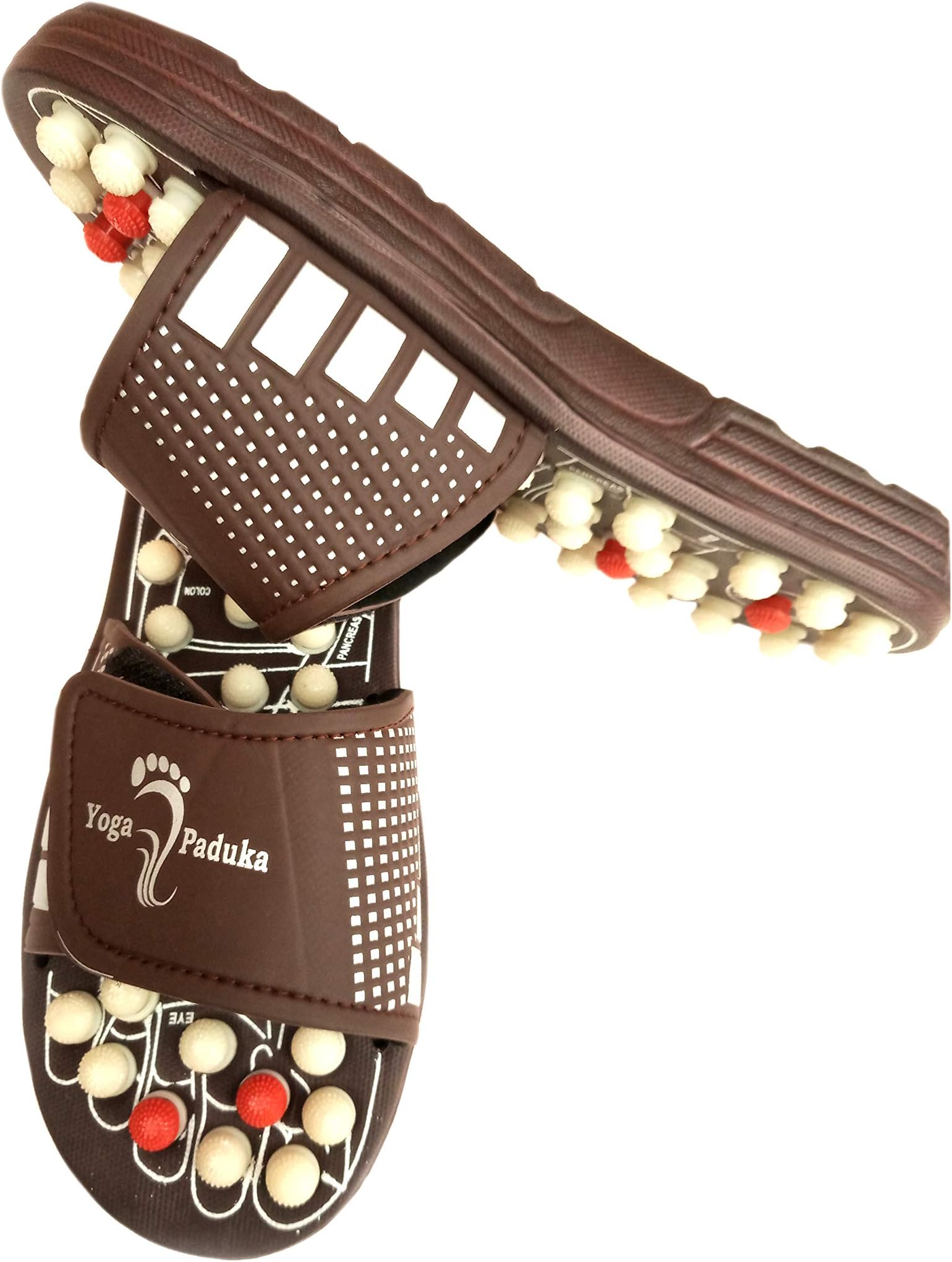 Yoga paduka Acupressure Massage Slippers Leg Foot Massager (BROWN) + 2 eye wash cup