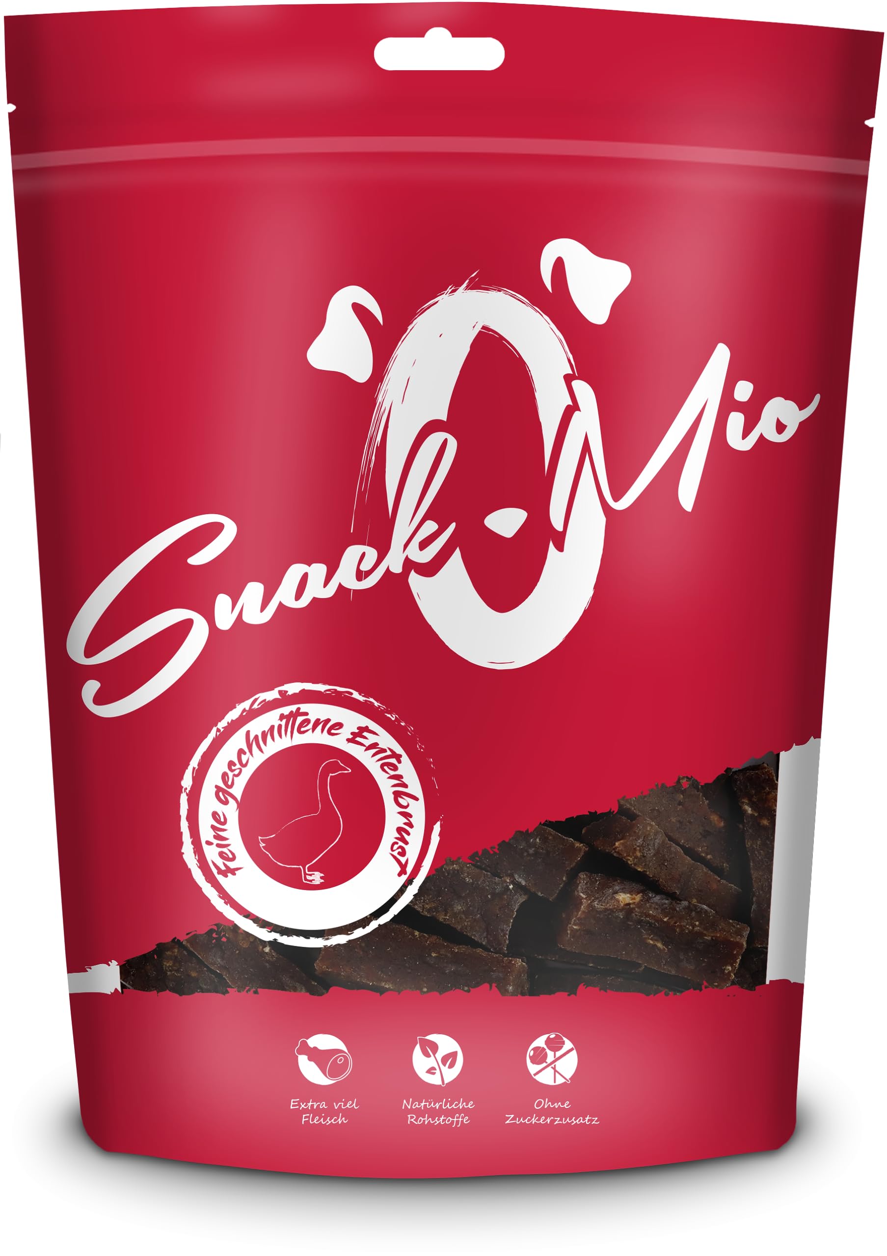 SnackOMio - Snack premium da masticare per cani - Petto di anatra affettato finemente, 70g, confezione da 1 (1 x 70g)