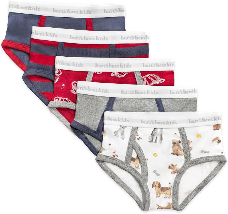 Burt's Bees Baby Ropa interior para bebés y niños pequeños, algodón orgánico, calzoncillos cómodos sin etiquetas