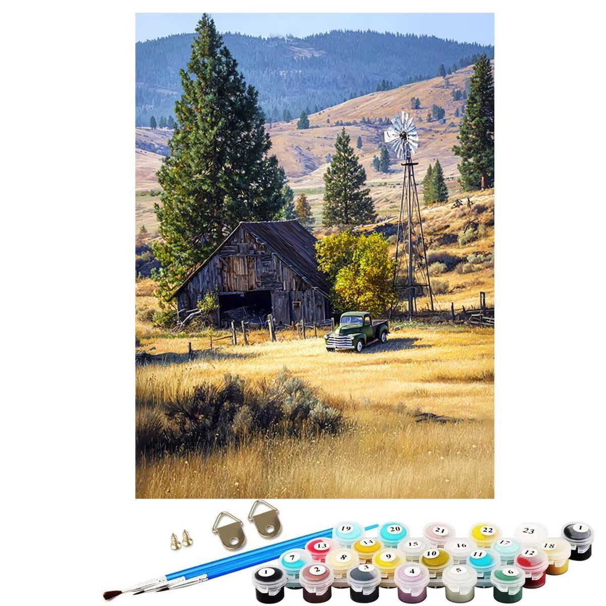 Landschaft Kabine Malen Nach Zahlen Erwachsene, Paint by Numbers Adult Anfänger Kreativ Set für, Heimwerk Malen Nach Zahlen Kinder, Pinsel und 36 Acrylfarbe Als, Deko Wohnzimmer 60 x 80 cm BJHWK637