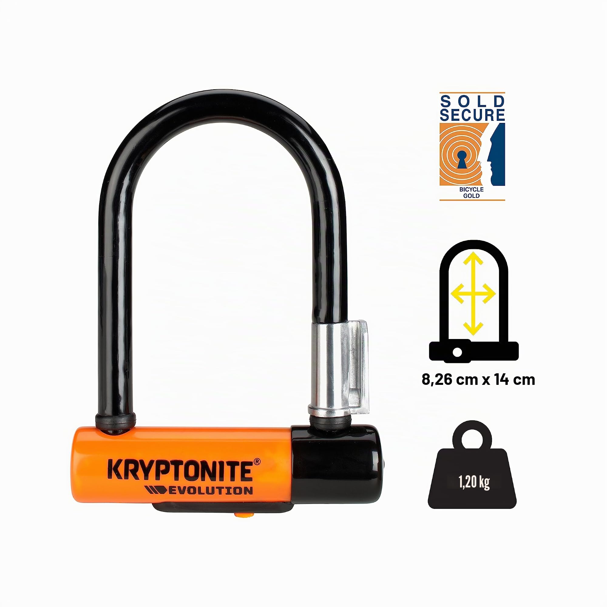 Kryptonite Evolution 5 antirrobo para adulto, Negro/Naranja