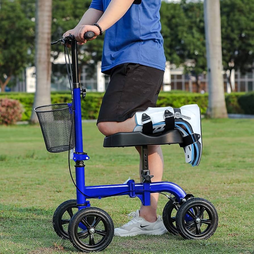 松葉杖いらず ニースクーター 膝用歩行器 バスケット付 Amazon | RINKMO 膝用スクーター 折りたたみ式 ニースクーター