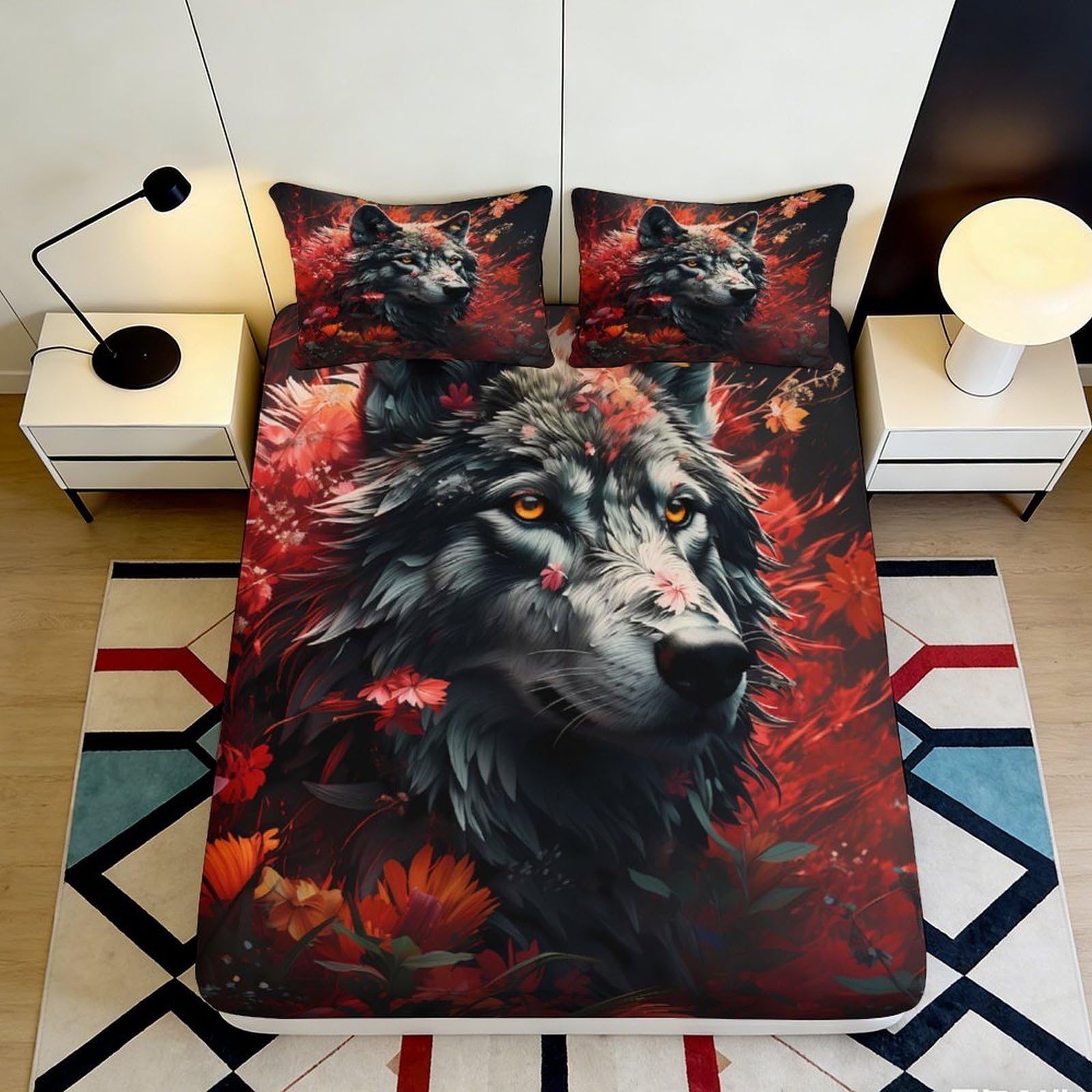 Pnayamiorkfel Style-7 3D Printed Wolf Forest Fitted Sheet Microfiber Soft Anti-Slip Bed Cover For Bedroom Guest Room Decor 90X200x25cm