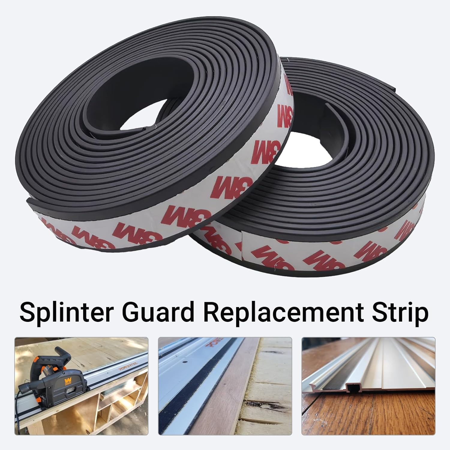 2-Pack 71656 118-Inch Splinter Guard Replacement Strips - Fits for Makita 194419-4, Festool, D-eWalt Track Saw Guide Rails - Self-Adhesive Rubber Strips Compatible with SP6000J, SP600K, 4350CT Models