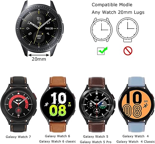 Miniatura 5 de Tasikar Bandas de Cuero Compatibles con Samsung Galaxy Watch 47mm 7654 BandaWatch 6 Classic 43mm 47mmWatch 5 Pro Banda, Correa de Cuero Genuina para