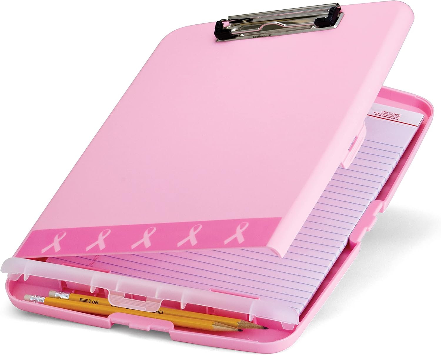 Officemate Breast Cancer Awareness BCA Slim Clipboard Storage Box