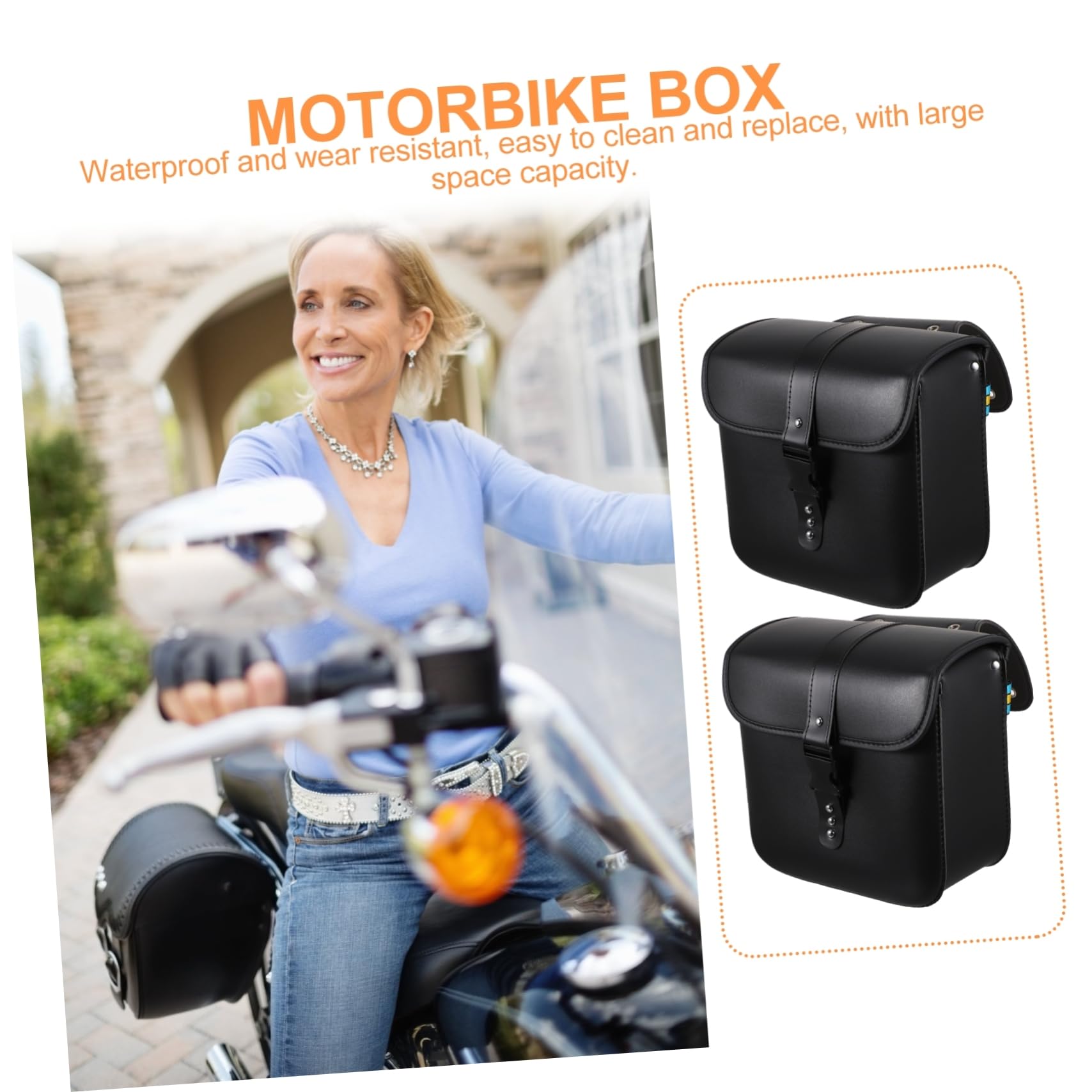 Zerodeko Motorradtasche Seitentasche aus Pu Schwarz mit Seil für Motorrad und Satteltaschen für Fahrrad Kinder