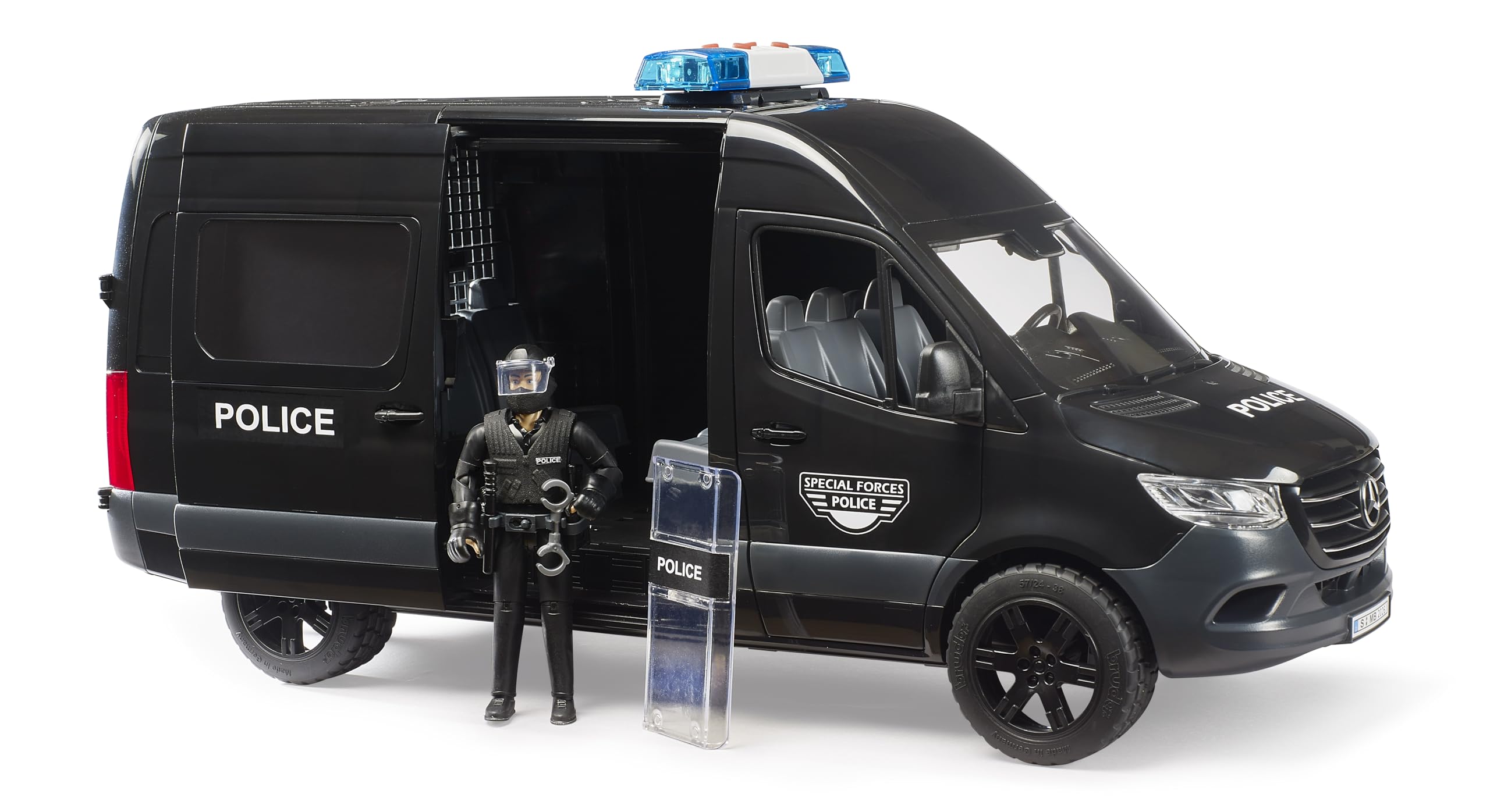 bruder 02685 - MB Sprinter Polizia Forze Speciali con personaggio - Veicolo, auto della polizia, intervento, unità speciale, giocattolo