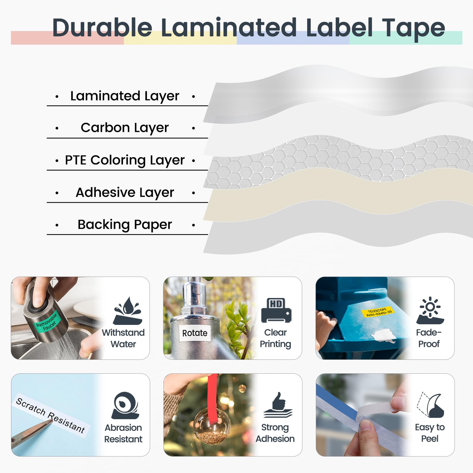 Nastro per Etichette Markurlife Compatibile In sostituzione di Brother 24mm TZe-251 TZe-151 TZe-451 TZe-551 TZe-651 TZe-751 Laminato Nastri per Brother P-touch D600/VP PT-P750W PT-P710BT,6 Pz