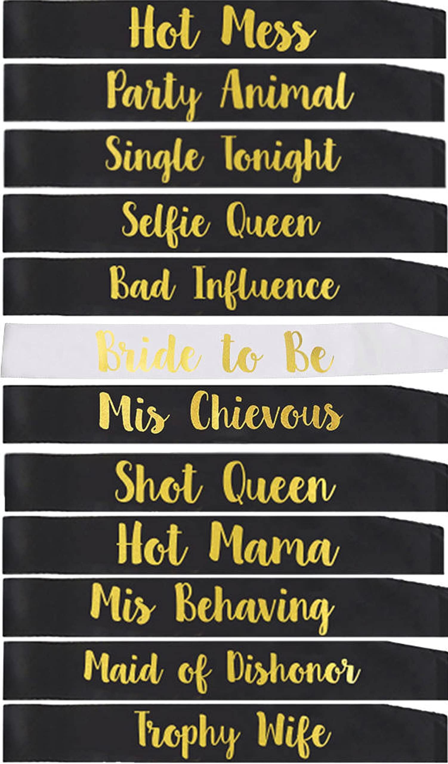 GEMICH Bride to Be Bridesmaid Sash Set (Pack of 12)