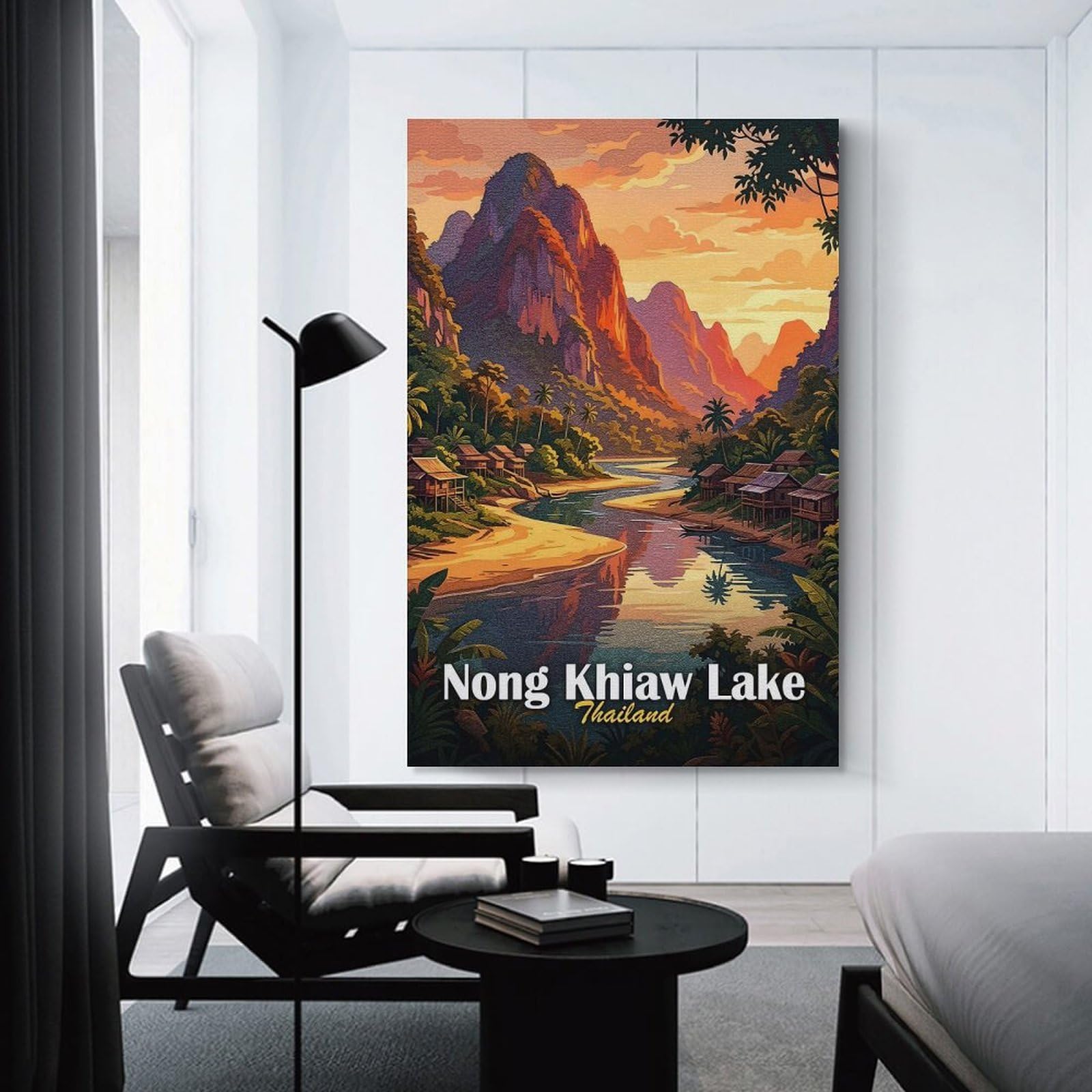 Junmoney Nong Khiaw Lake, Thailand Landscape Art Home Decor Wall Art, 08x12inch(20x30cm), for Apartment Walls, Studios Or Work Areas, Wall Decor with Flexible Room Appeal