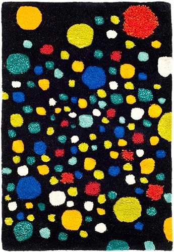 SAFAVIEH Soho Collection SOH728A - Alfombra decorativa hecha a mano de lana abstracta y viscosa de 2 x 3 pies, color negro y multicolor