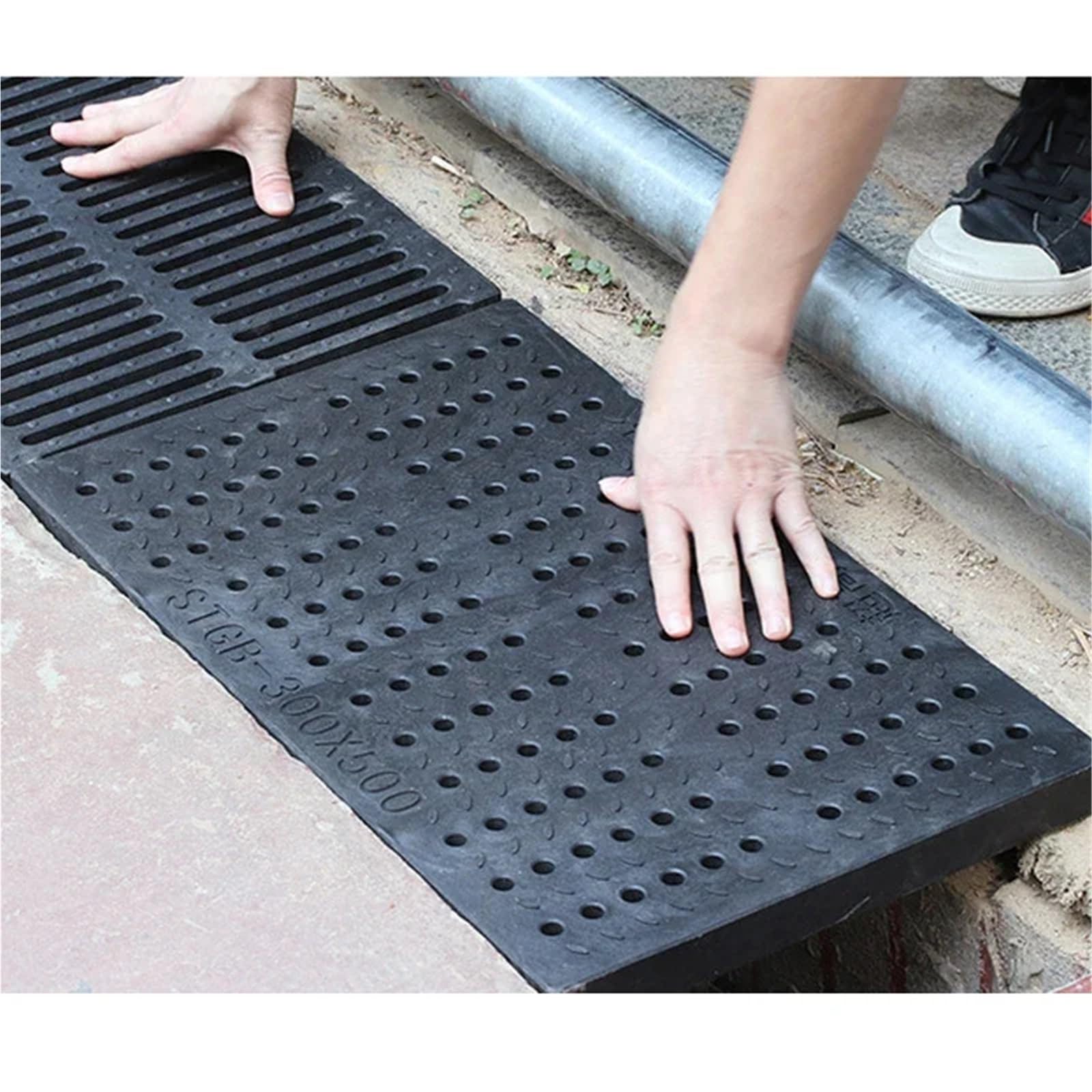 Núcleo de drenaje del suelo Rejilla de drenaje de alcantarillado de resina plástica de ingeniería, cubierta de pozo, rejilla de lluvia, rejilla de alcantarillado, estilo de agujero redondo(Size 490X30