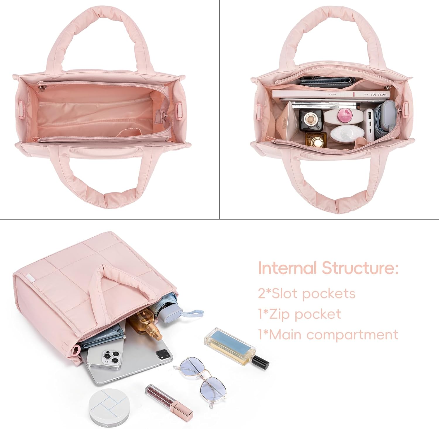 CLUCI Puffer Tote Bag for Women, Quilted Puffy Handbag, Lightweight Travel Crossbody Bag, Shoulder Purses for Shop Work Gym - Image 5