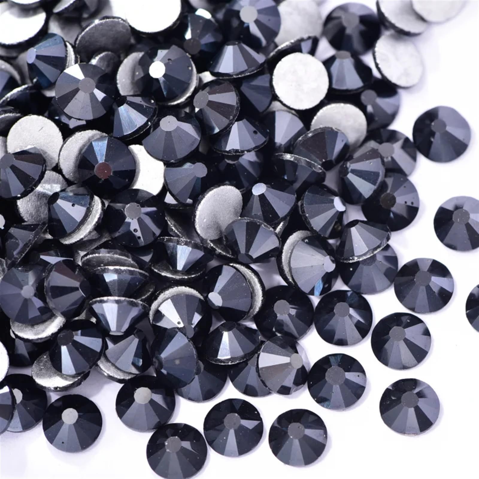 Hotfix Rhinestones Black Glass Strass Nail Art Rhinestones Flatback Jet Glue On Stones Non Hotfix Rhinestones For Nail Art Decorations Rhinestone (Color : Jet Hematite, Size : SS5-1440pcs)