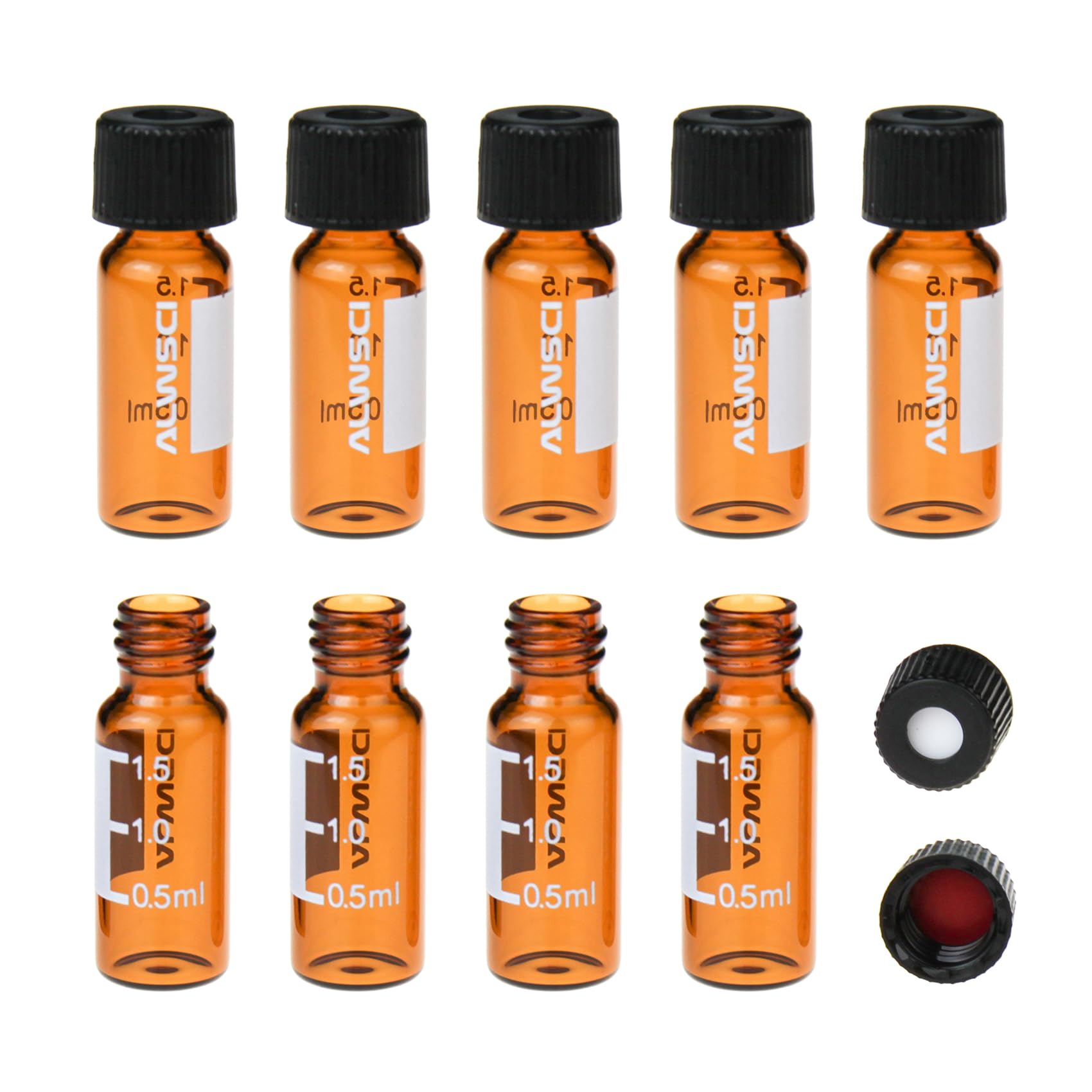 100 Fiale Vetro HPLC 2ml Amber - Con Tappi Vite Blu E Setti PTFE/Silicone - Foto 7