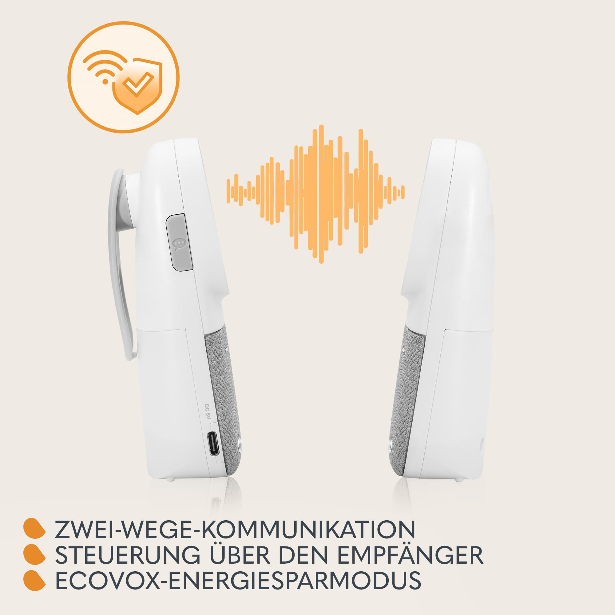 LIONELO Babyline 2.2 Elektronisches Audio Babyphone mit Nachtlicht, Reichweite bis zu 400 m, Zwei-Wege-Kommunikation, EcoVox Sparmodus, Alarme, Batterie bis zu 12 h, Lautstärkeregler