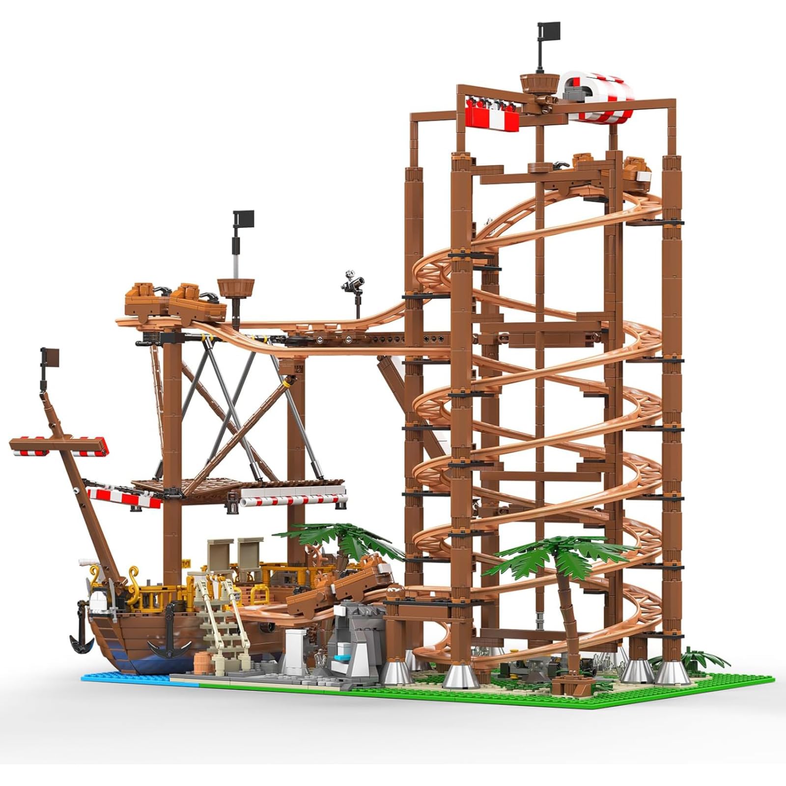 Mould King 11013 Technology Roller Coaster Building Kit, grandi montagne russe a doppia elica con motori Set di blocchi da costruzione, modello di sottobicchiere ad anello tecnico con morsetto per