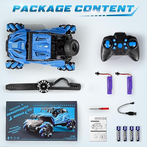 Miniatura 9 de Autos RC para niños, con detección de gestos, control remoto con pulverizador, giratorio de 360, auto de acrobacias a control remoto a la deriva con