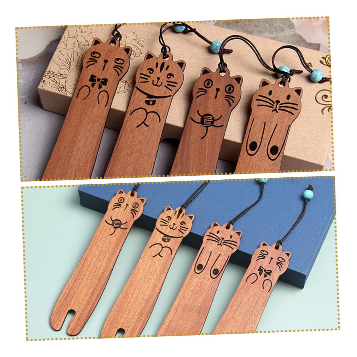 NUOBESTY 16stücke Holz Lesezeichen Niedliche Katzen Designs Dekorative Buchmarken Für Leser Langlebig Und Leicht Zu Verwenden Für Buchliebhaber Und Leseratten