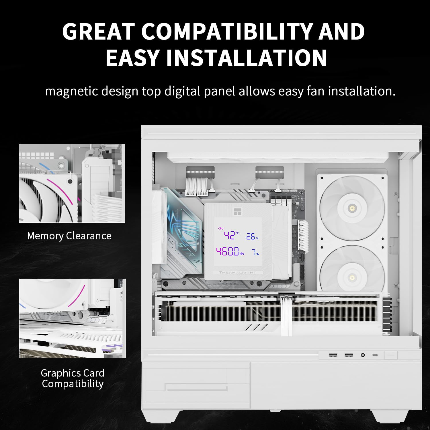 Thermalright Phantom Spirit 120 Digital SNOW CPU Air Cooler, 7 Heat pipes CPU Cooling,Double Tower Cooling,Support for AM4/AM5/Intel lga1700/115X/1200/1851,Magnetic Attraction-Digital Screen Top Cover