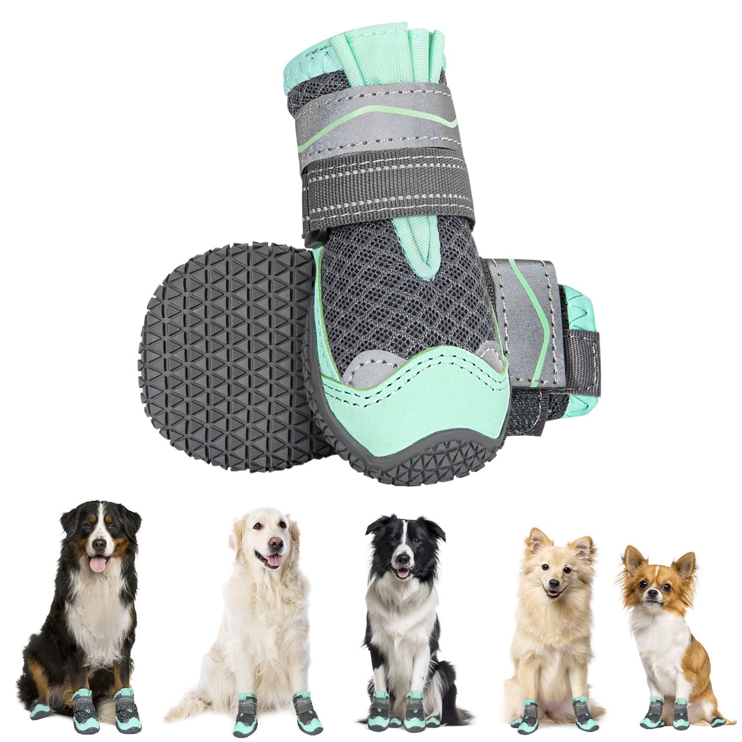 Eyein Dog Boots Paw Protector, Breathable Dog Boots for Injured Paws Waterproof, Dual Adjustable Washable Non-Slip Dog Shoes for Walking, Reflective Dog Shoes for Small Medium Large Dogs(2pcs) — view 75