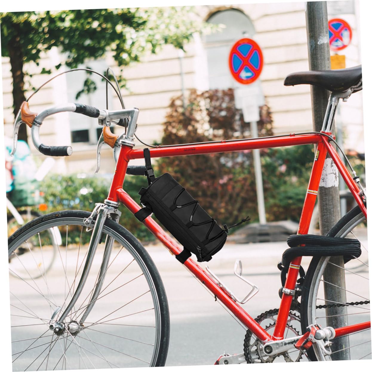 Borsa da Manubrio per Bicicletta 2 Pezzi 2, 5 in Nylon Nero | Cuciture Riflettenti, Design Multifunzione, Installazione Semplice, per Uscite Notturne e Attività All'aperto
