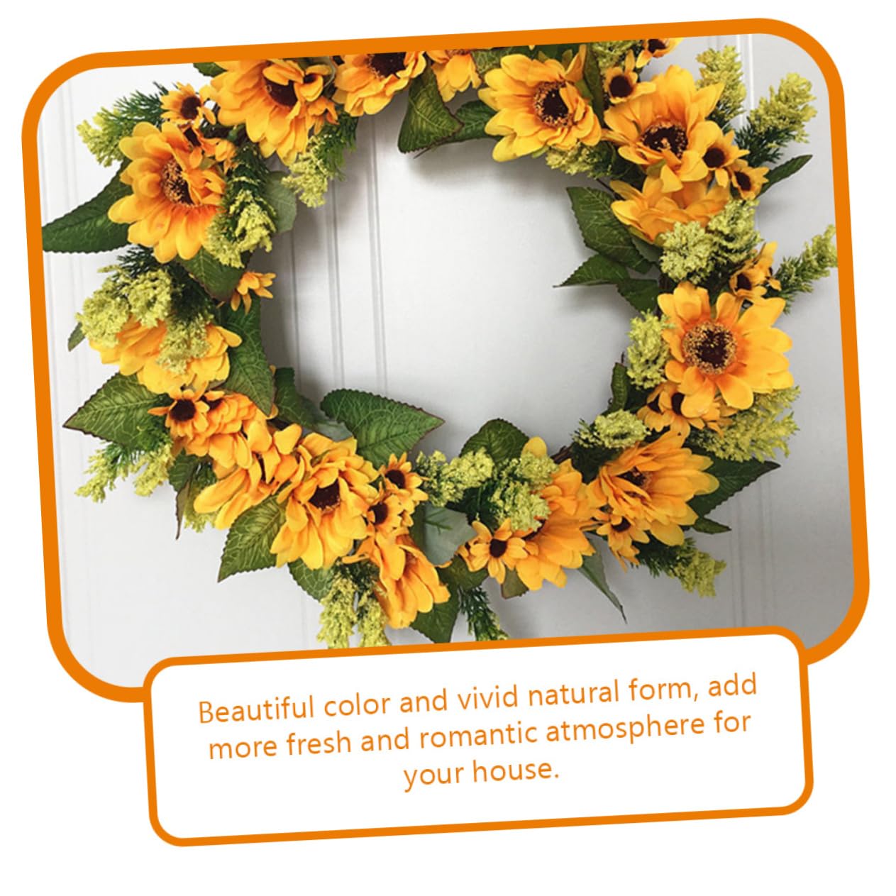 Künstlicher Sonnenblumenkranz aus Seidenstoff, Rund