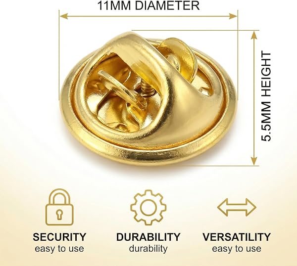 50 Pezzi Chiusure per Spille a Farfalla con Spilli in Metallo Dorato, Kit per Creazione di Gioielli e Artigianato Fai da Te, Fermagli di Ricambio per Spillette Smaltate e Distintivi, Oro - 5