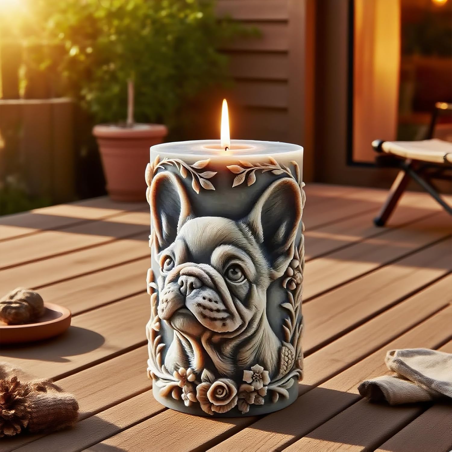 3Dブルドッグキャンドル型、かわいい子犬のシリコーンキャンドル型、エポキシ樹脂クラフト用樹脂鋳造型、キャンドル作りワックスアロマセラ