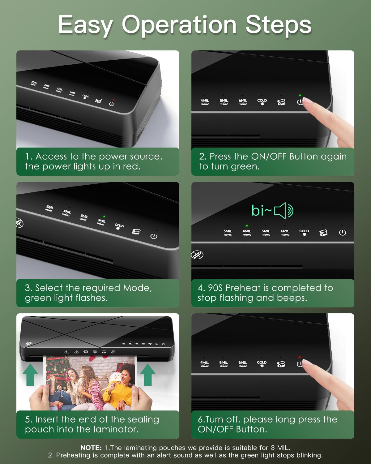 Laminator Machine A3 Laminating Machine - Hot and Cold Thermal Laminator 13 Inches with Laminating Sheets, 5-in-1 Lamination Machine with 6 Laminating Modes and Auto-Off for Home Office School