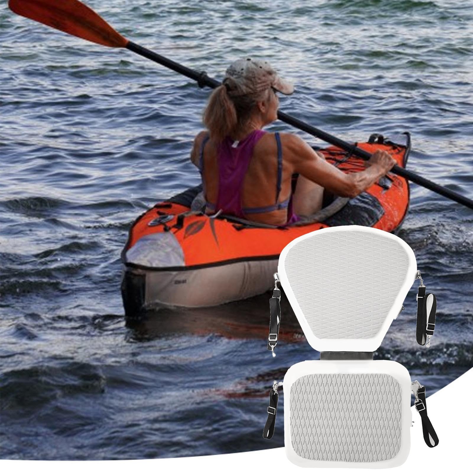 Portable Kayak Seat, Water-Resistant Boat Seat, Compact Inflatable Seat, Paddle Board Seat, High-Back Boat Seat, Kayaking Comfort Seat, Versatile Outdoor Seat