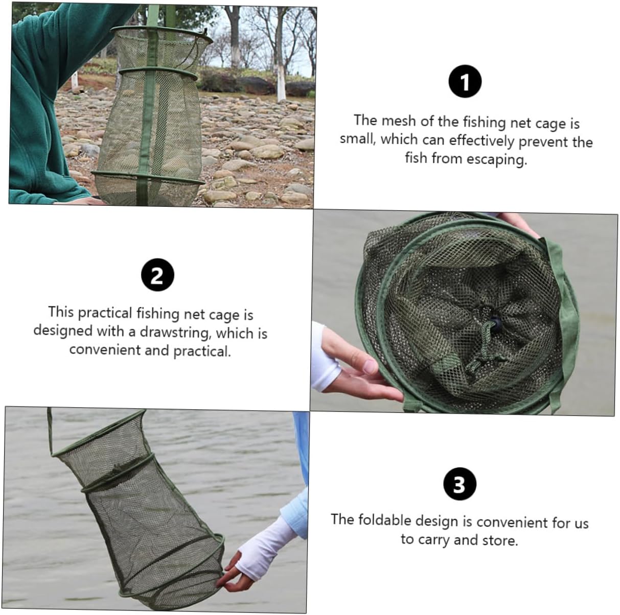 Collapsible Fishing Net Trap Portable Fish Cage with Mesh Design for Breeding and Fishing Supplies