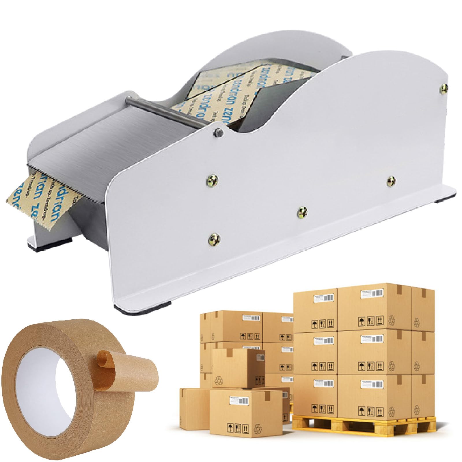 Water Activated Gummed Kraft Paper Tape, Packaging Dispenser for Shipping, Carton and Box Sealing