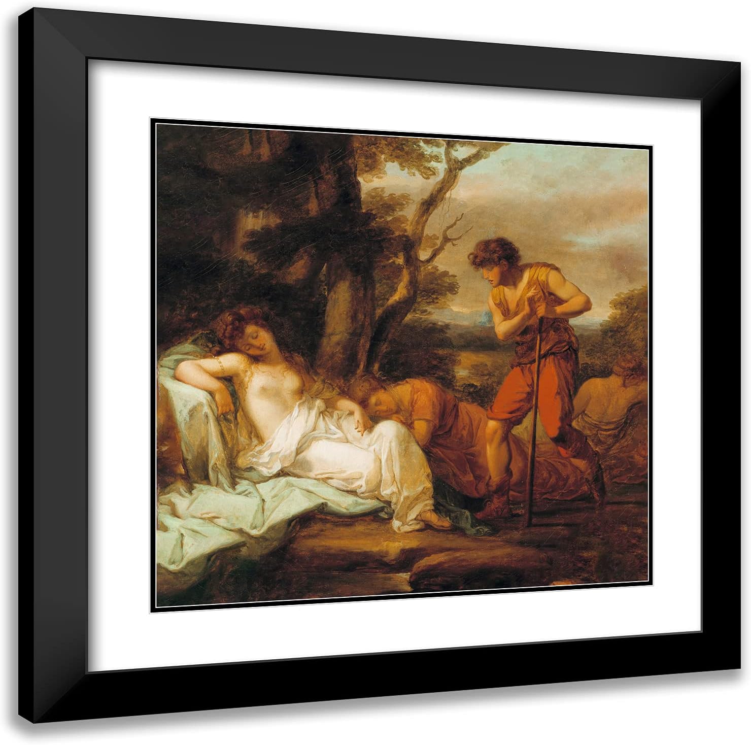 ArtDirect Kauffman, Angelica 20x20 Black Ornate Framed Art Print with Double Matting Titled: Cymon and Iphigenia