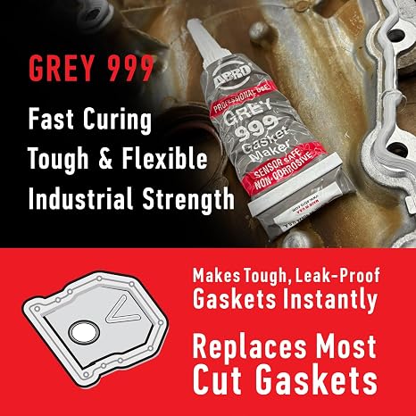 ABRO 999 RTV Silicone Gasket Maker & Sealant 650F, OEM, 3 oz-Grey | OEM-grade high-heat seal for valve covers, oil pans, timing covers and thermostat housings on cars and trucks