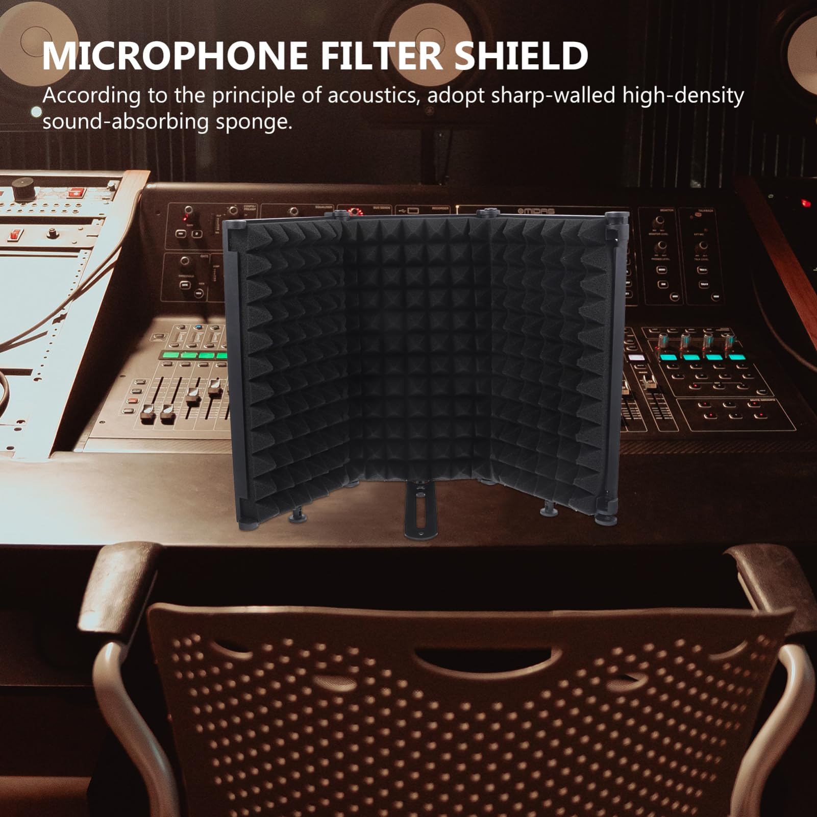 1 juego Filtro Antiviento Plegable para Micrófono Alta Equipamiento de Grabación Portátil para Aislamiento Acústico