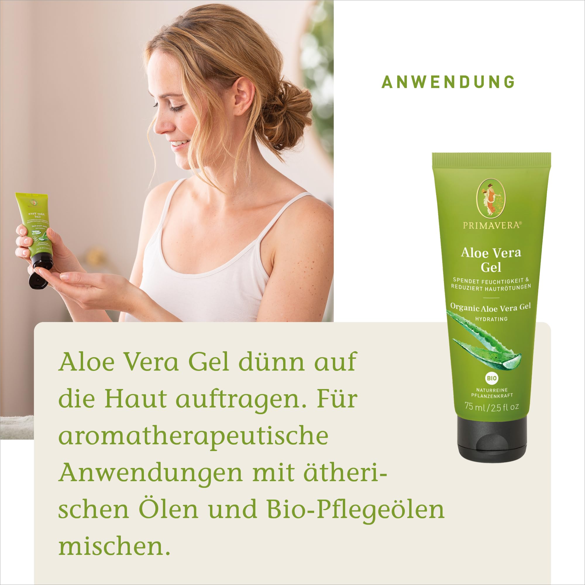 PRIMAVERA Aloe Vera Gel bio 75 ml  naturreine Pflanzenkraft  mit frischem  Aleo Vera Saft - After-Sun-Pflege  duft- und farbneutral   feuchtigkeitsspendend  beruhigt, reduziert Hautrtungen  vegan :  Amazon.de: Drogerie & Krperpflege