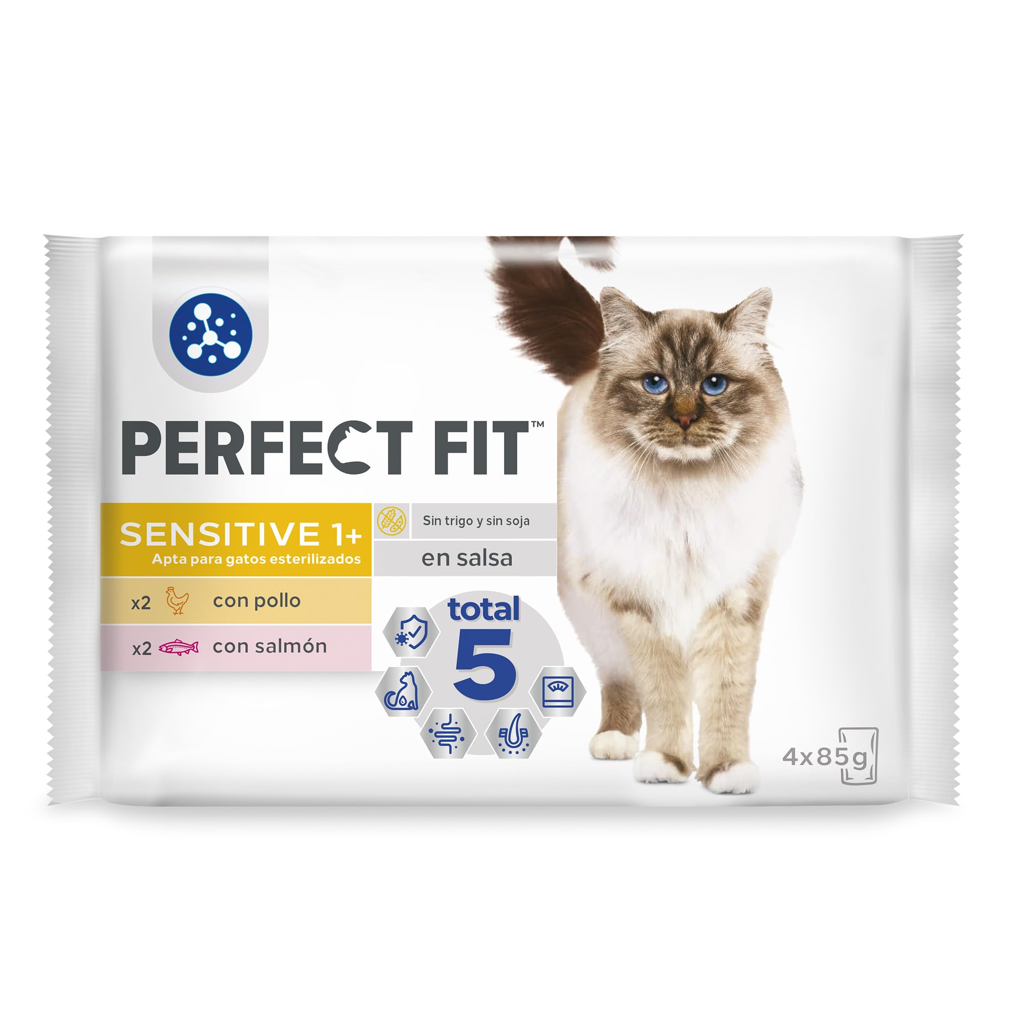Sensitive Comida Húmeda para Gatos Esterilizados Sabor Pollo y Salmón (13 Paquetes x 4 bolsitas x 85g)