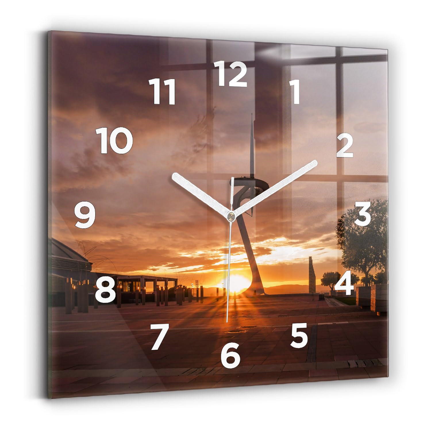 Horloge murale carrée 30x30 cm à mécanisme silencieux avec affichage analogique moderne