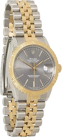 Pre-loved 18K Gold & Stainless Steel Turn-O-Graph Thunderbird Tapestry Datejust 16253 36mm, Black