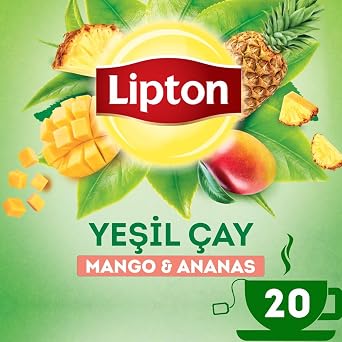 Tropical Cup Bag Green Tea with Lipton Mango and Pineapple Pack of 20