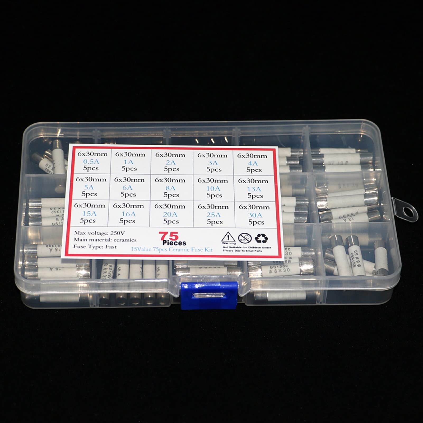 Kit fusible céramique 6x30mm contre la surtension et panne appareil 250V
