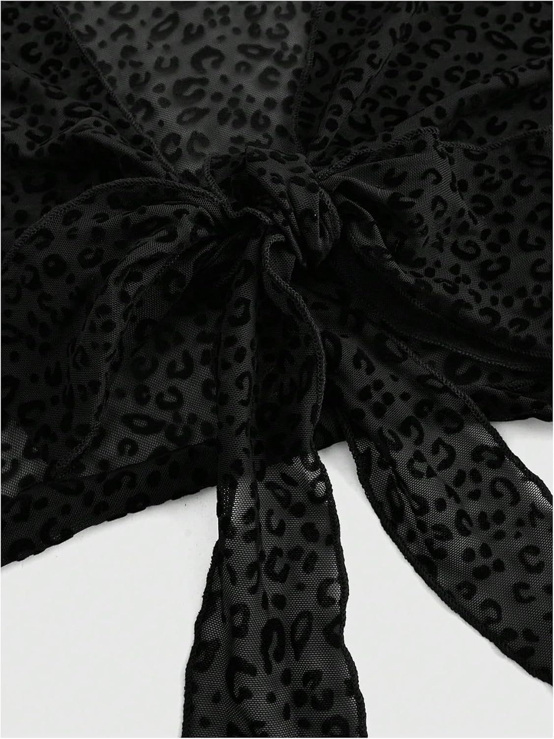 Verdusa Women's Plus Size Goth Tie Front Bell Long Sleeve Mesh Blouse Grunge Crop Top Gothic Clothes Rave Outfits - Image 2