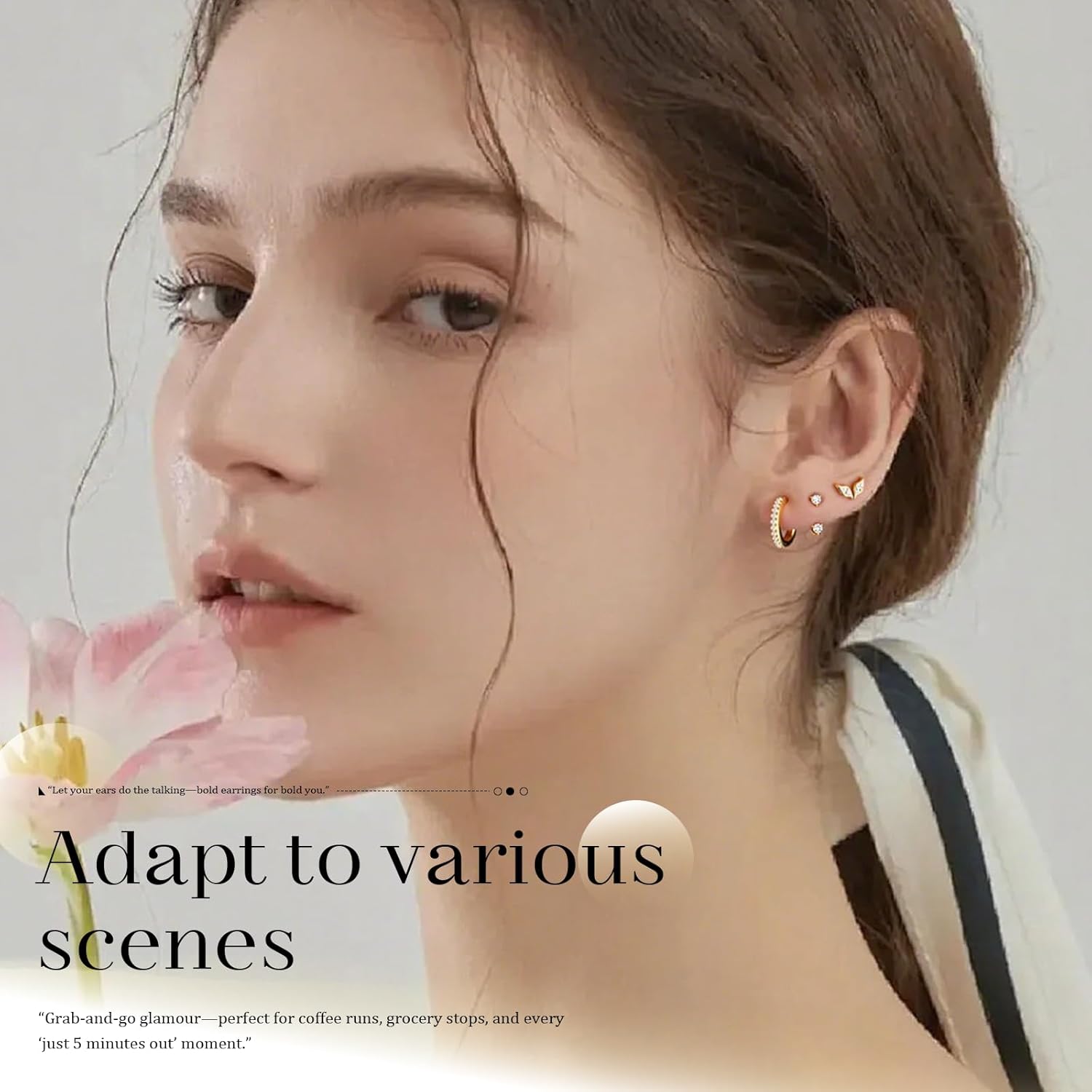 Stud Hoop Earrings Set for Women, Trendy Dangle Jacket Huggie Stacks for Multiple Piercing, Hypoallergenic Cartilage Jewelry Gifts - Image 7