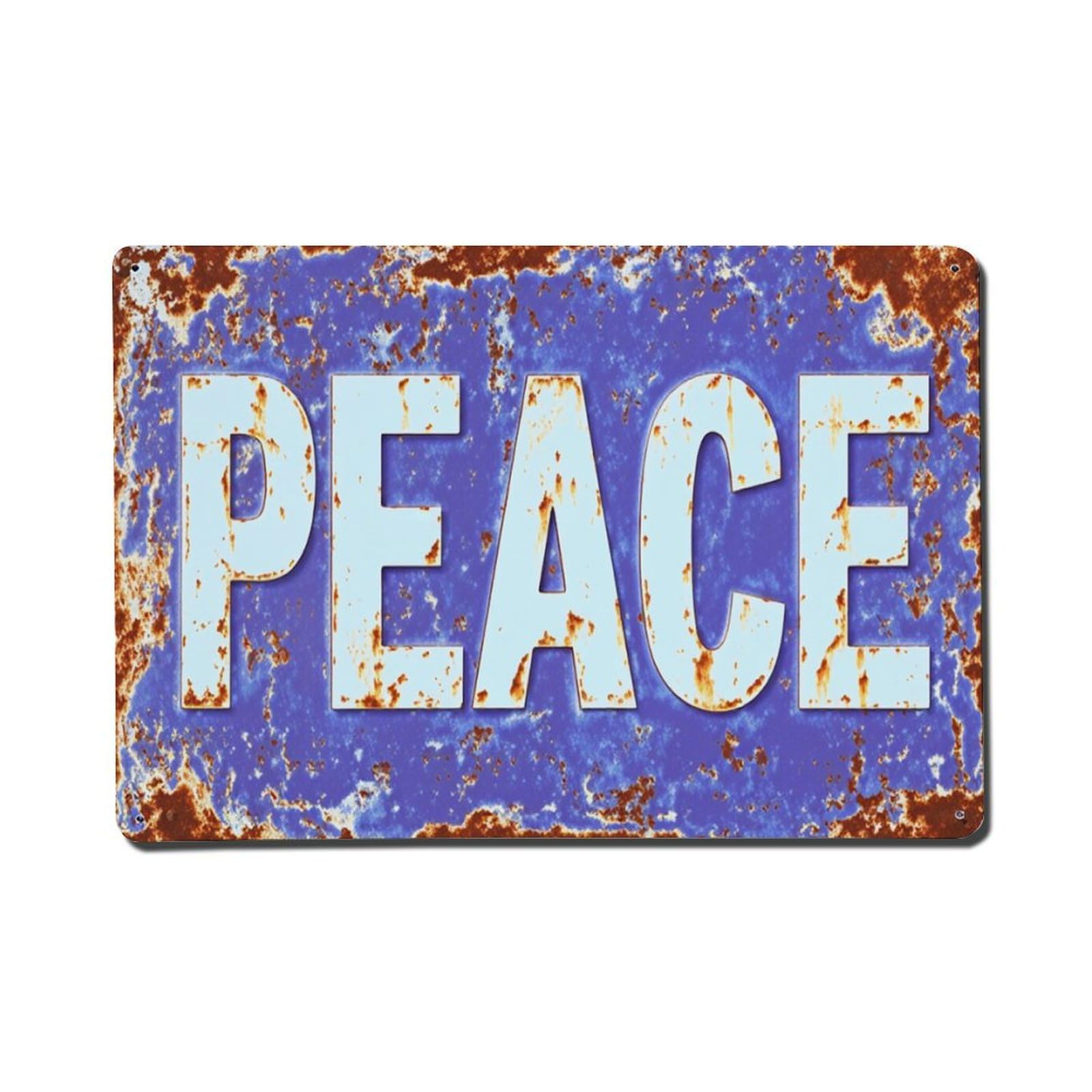 Rusty Blue Peace Sign Pattern Tin Sign Vintage Metal Poster, Home Bar Garage Man Cave Cafe Indoor & Outdoor Wall Decoration 8x12Inches