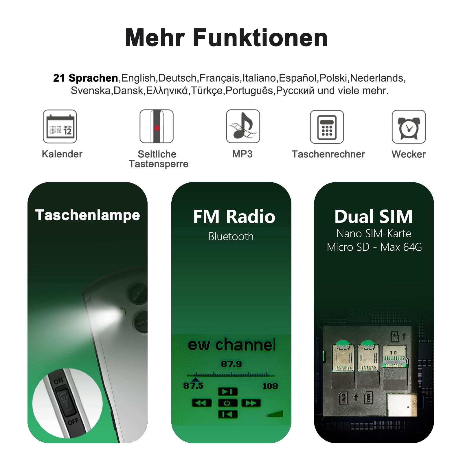 artfone A400 4G Volte Seniorenhandy ohne Vertrag | Großtasten Handy mit Notruftaste&1800mAh Akku,Dual-SIM Tastenhandy mit Tischladestation | Einfaches Mobiltelefon für Senioren, 2,4" Display | Silber