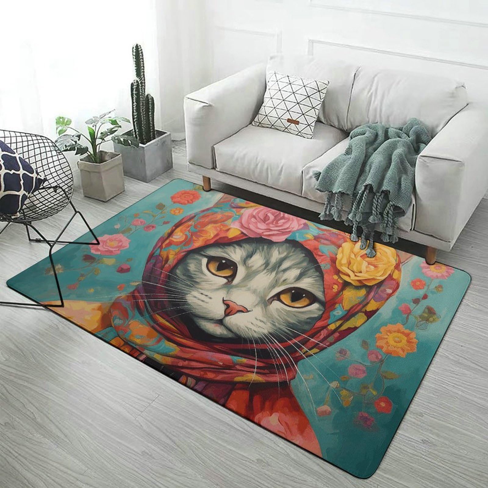 Tapis de sol cuisine et buanderie grand confort avec illustration chat mignon