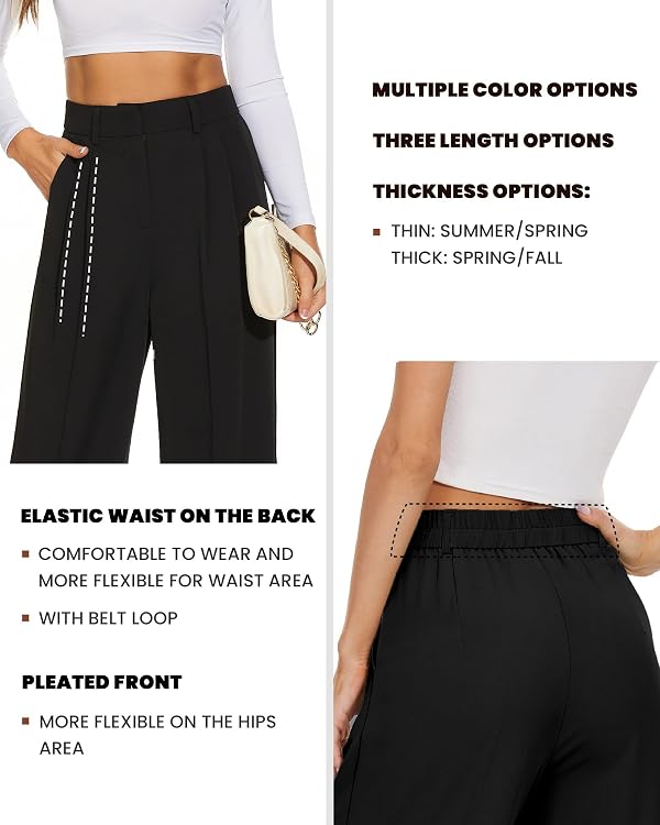 FUNYYZO Women's Wide Leg Pants High Elastic Waisted in The Back Business Work Trousers Long Straight Suit Pants by FUNYYZO - Used condition - Image 3